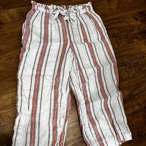 Marc New York Andrew Marc • 100% Linen Cropped Striped Pants • Size M